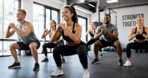 Group exercise class for fitness and fat loss