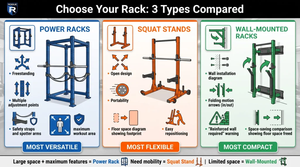 3 types of weight lifting racks comparison chart