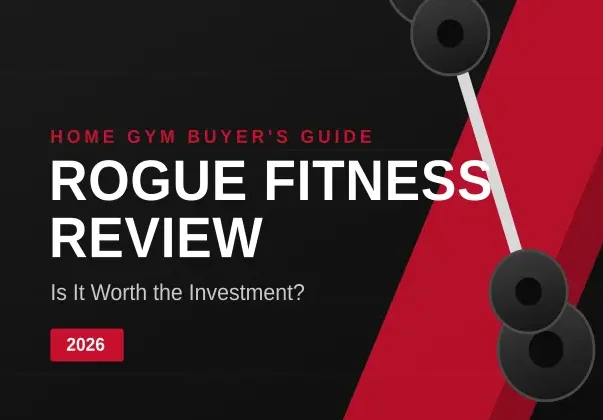 Rogue Fitness Review 2026 featured image with illustrated barbell and power rack graphic