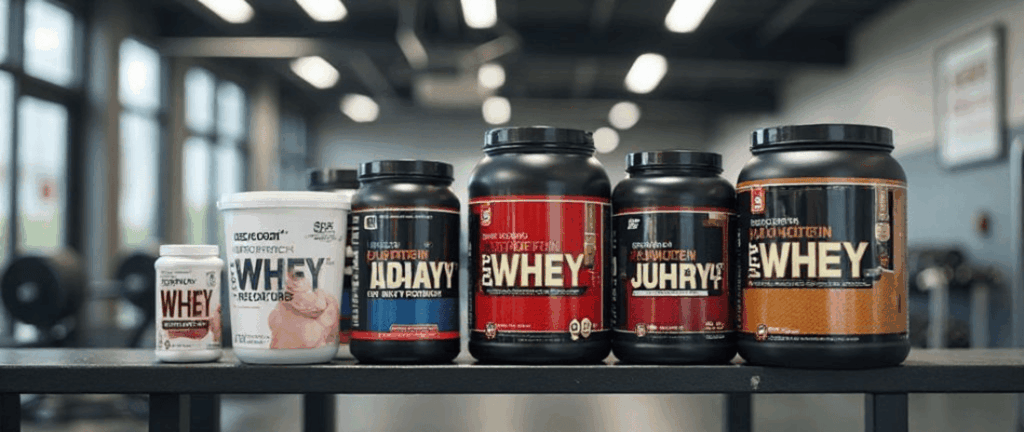 muscle building protein powder nutrition tubs