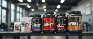 muscle building protein powder nutrition tubs