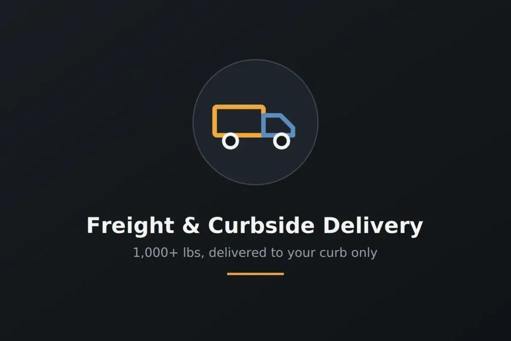 Freight truck used for curbside delivery of heavy home gym equipment