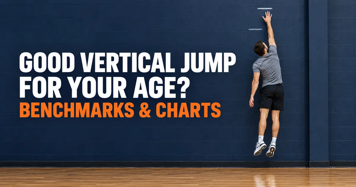 Athlete performing a standing vertical jump beside a gym wall to measure jump height.