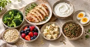 Healthy meal with protein and vegetables